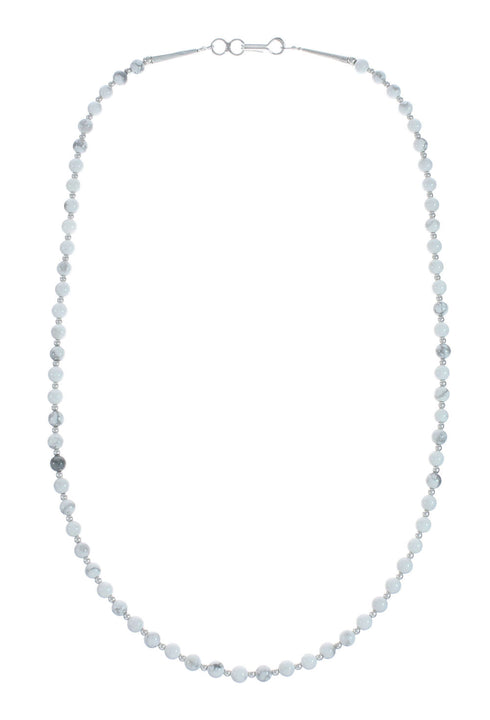 Howlite Navajo Genuine Sterling Silver Bead Necklace X10792